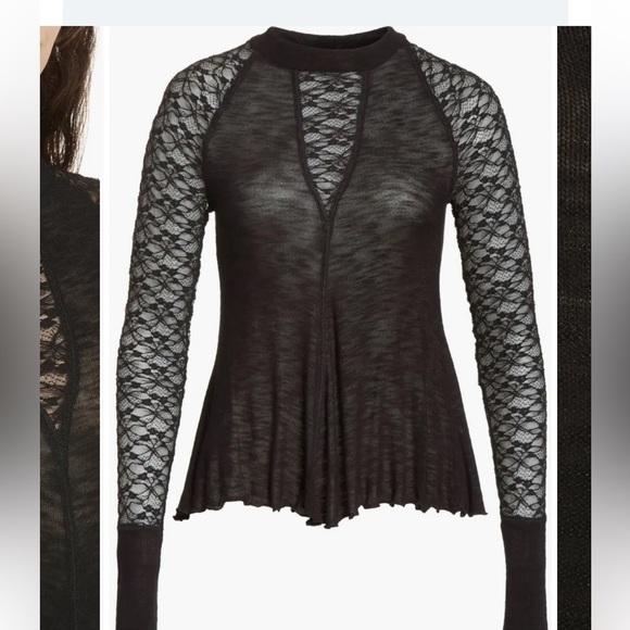 Intimately Free People No Limits Lace Inset Layering Top Green L - Picture 5 of 12